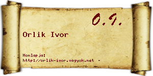 Orlik Ivor névjegykártya